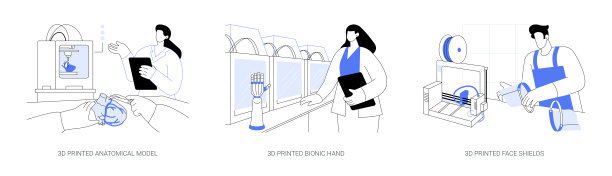 3D打印在医疗保健抽象概念矢量插图。图片下载