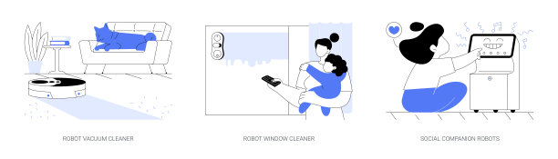 家庭机器人抽象概念矢量插图。图片下载