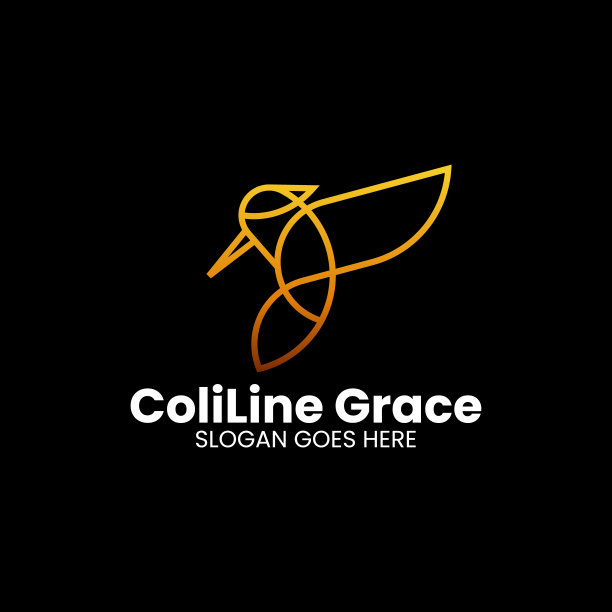 矢量插图蜂鸟梯度线艺术风格图片下载