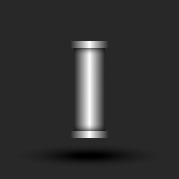 字母I标志字母组合3d金属管套筒形状结构配合法兰，银色创意字体标识，金属标志工业风格设计。图片下载