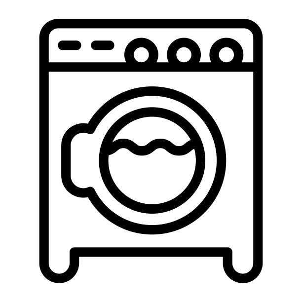 洗衣机线图标，卫生常规概念，白色背景的家电符号，移动网页设计的现代洗衣机图标轮廓。矢量图形。图片下载