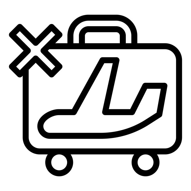 禁止标志与行李和飞机线路图标，电晕低迷的概念，禁止航班标志在白色背景，没有旅行图标的风格和网络。矢量图形。图片下载