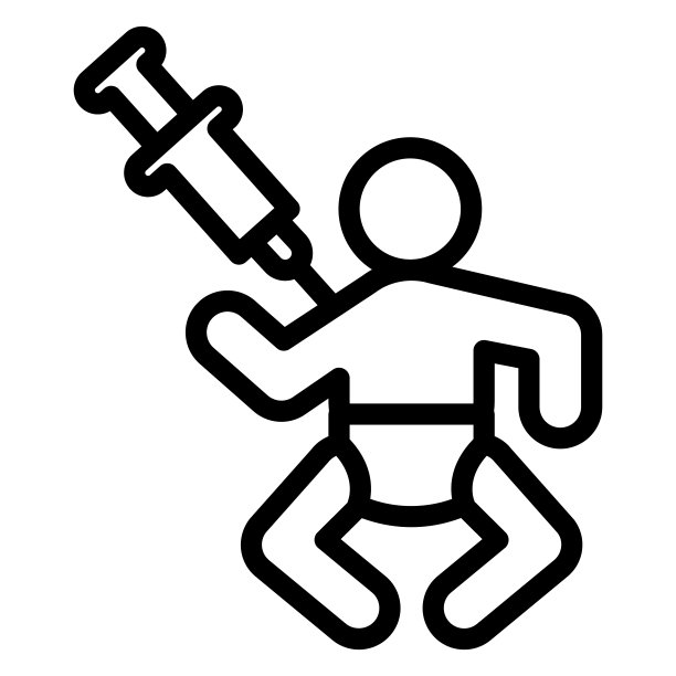 儿童和注射器线图标，注射概念，儿科手术标志在白色背景，儿童疫苗接种图标在轮廓风格的移动概念网页设计。矢量图形。图片下载