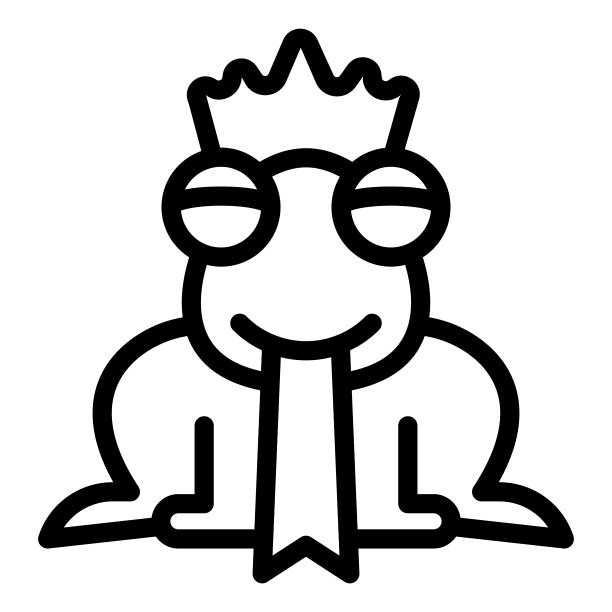 青蛙戴着皇冠线图标，童话概念，公主青蛙标志在白色背景，公主蟾蜍图标在轮廓风格的移动概念网页设计。矢量图形。图片下载