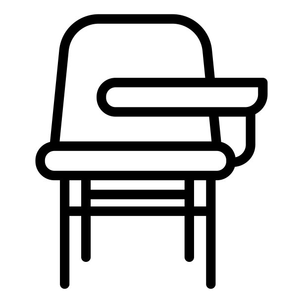 学校桌子与椅子线图标，学校概念，家具为学生签名在白色背景，桌子和椅子图标在轮廓风格移动概念网页设计。矢量图形。图片下载