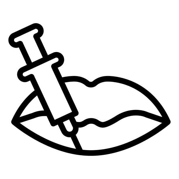 嘴唇和注射器线图标，注射概念，肉毒杆菌注射标志在白色背景，肉毒杆菌在嘴唇图标在轮廓风格移动概念网页设计。矢量图形。图片下载