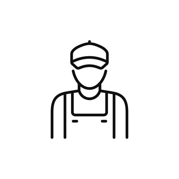 机械线图标孤立的白色背景。工人工程师图标图片下载