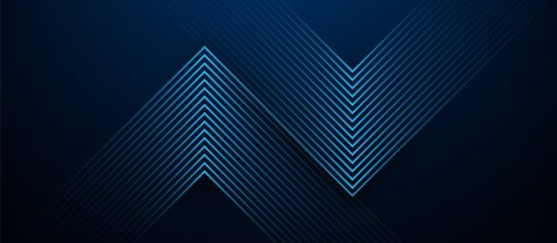 具有发光三角形几何线条的深蓝色抽象背景。现代闪亮蓝色线条图案。未来科技概念。矢量素材图片下载