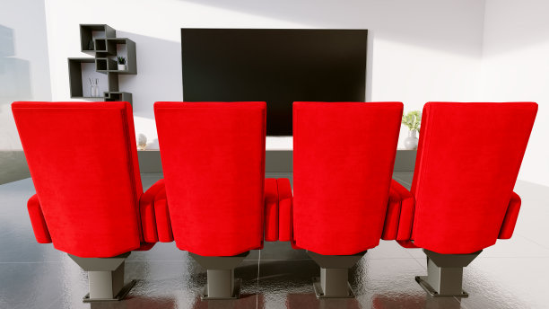 红椅子和平板电视开启了家庭观影的新时代图片下载