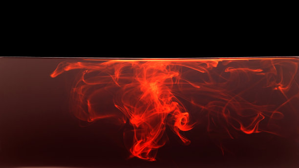 黑色背景上的橙色彩色荧光烟雾，艺术抽象烟雾纹理，彩色液体染料，飞溅油漆，抽象颜色，抽象纹理图片下载