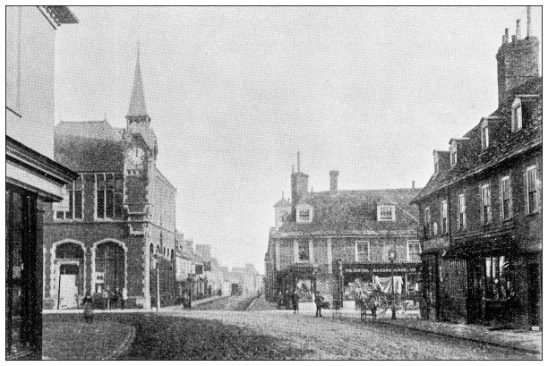 英国多塞特的古董照片:市场广场和东街，韦勒姆图片下载