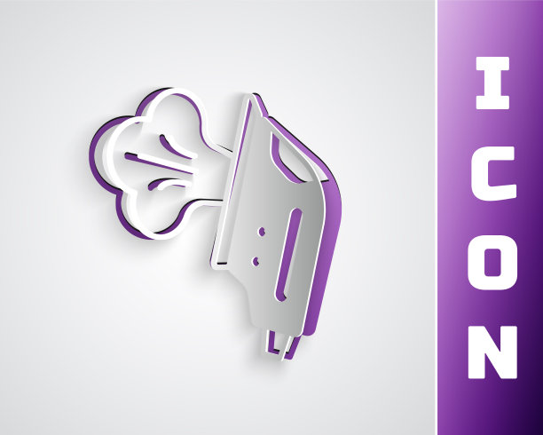 剪纸电铁图标隔离在灰色图片下载