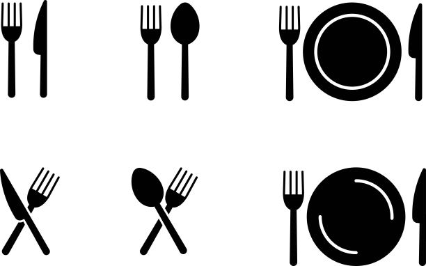 矢量标记的刀，叉，和盘子图片下载