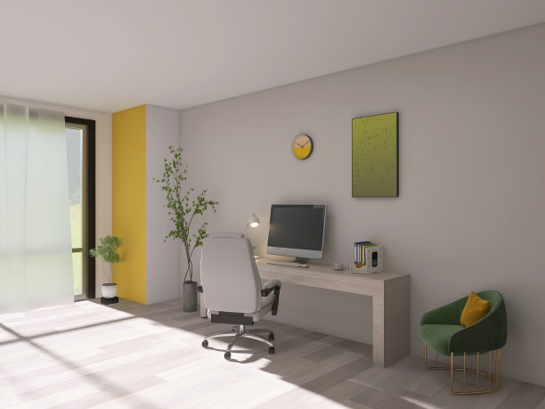 工作室用电脑3d渲染，3d插图图片下载