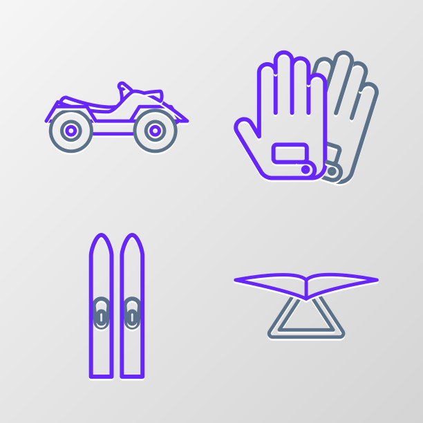 设置线悬挂滑翔机滑雪和棍手套和图片下载