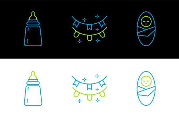 设置新生儿线婴儿襁褓婴儿奶瓶图片下载