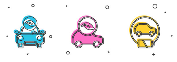 设置环保汽车和电动图标图片下载