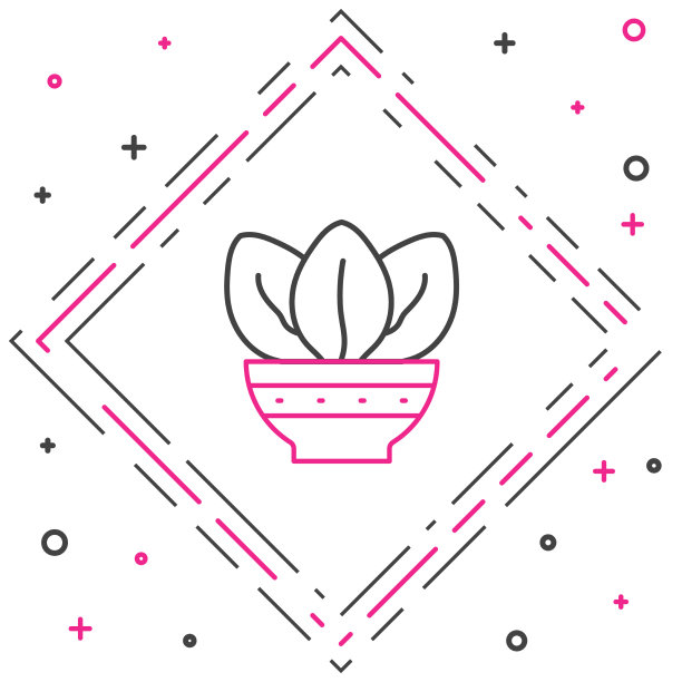 盆栽中的线株图标孤立在白色上图片下载