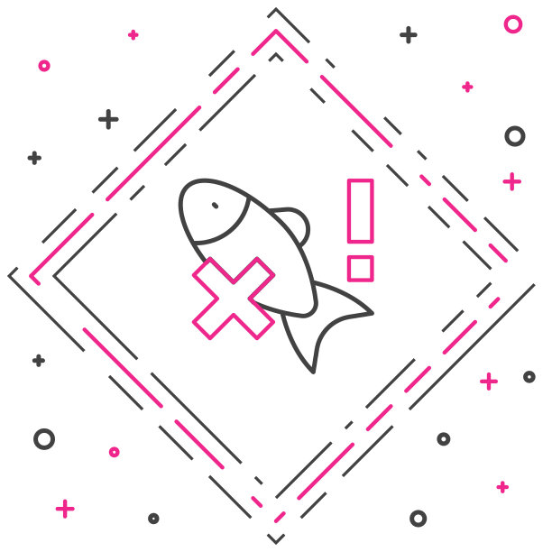 线没有鱼图标孤立的白色背景图片下载