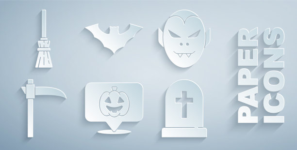 设置南瓜吸血鬼镰刀墓碑与十字架图片下载