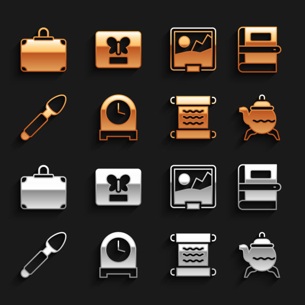 集古董钟书经典茶壶莎草纸图片下载