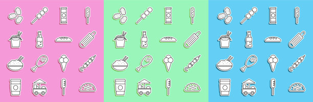 设置线玉米卷与玉米饼烤羊肉串图片下载