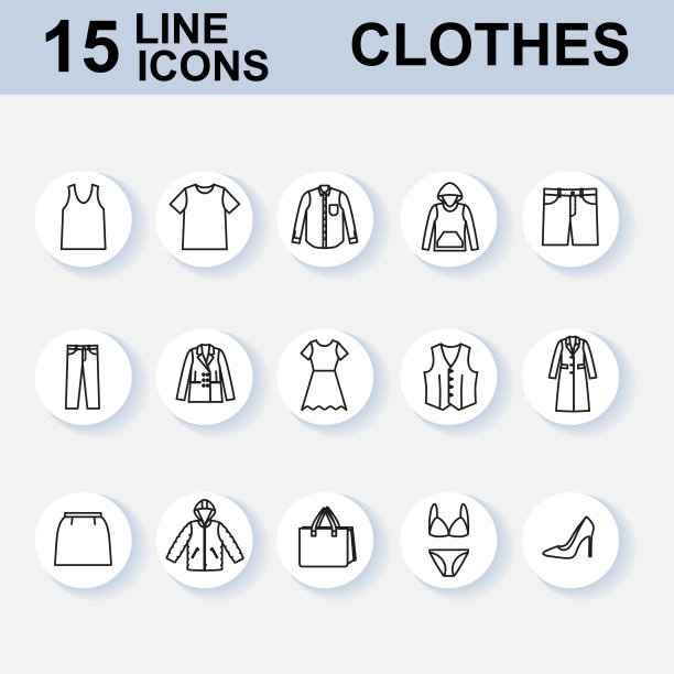 服装图标集。社交媒体instagram突出了封面。图片下载