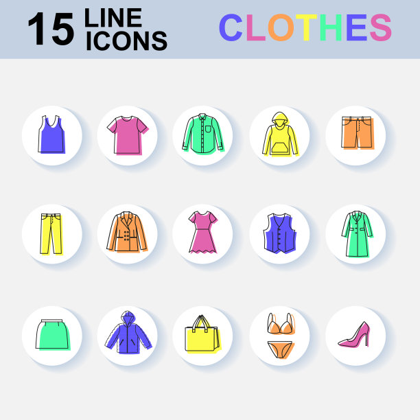 服装图标集。社交媒体instagram突出了封面。图片下载