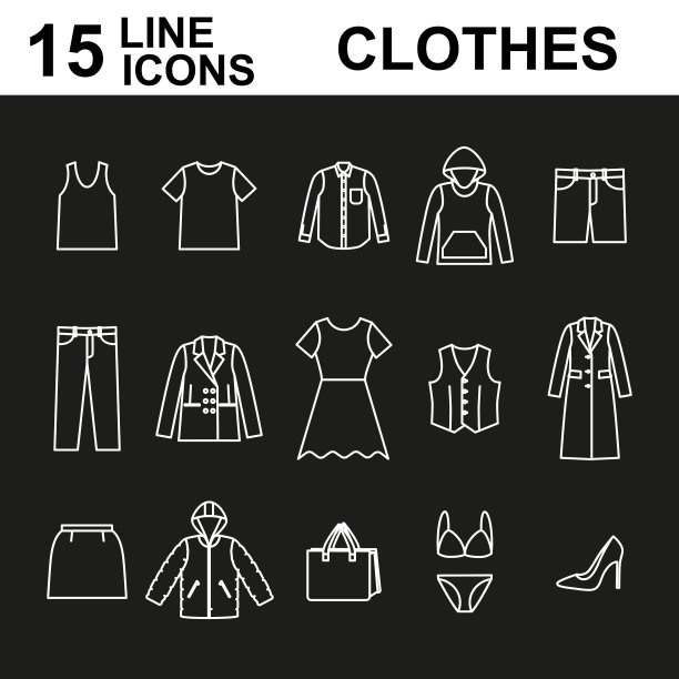 服装图标集。社交媒体instagram突出了封面。图片下载