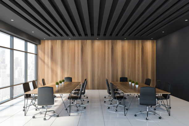 会议室内部是黑色和木制的图片下载