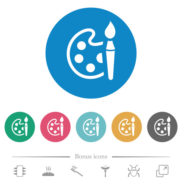 油漆套件交替平面圆形图标图片下载