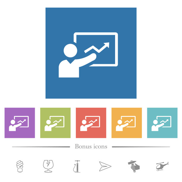 呈现平面白色图标在方形背景图片下载