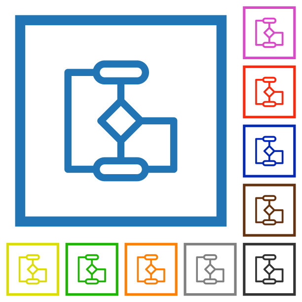 流程图勾勒出平面框架图标图片下载