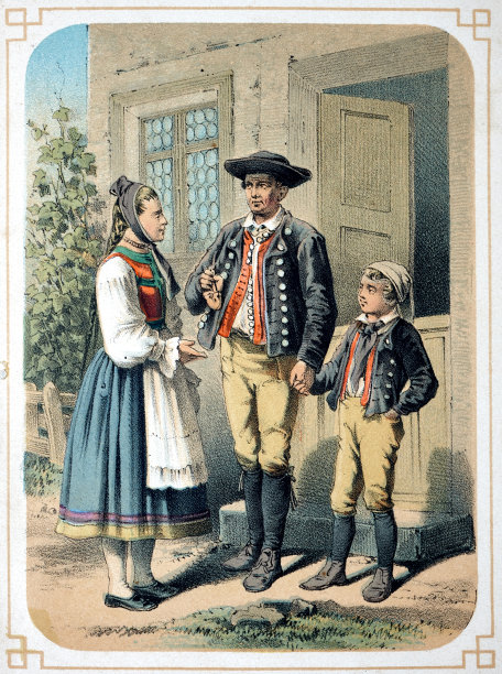 穿着传统服装的黑森林家族图片下载