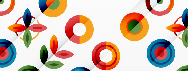 五颜六色的圆圈在一个网格组成抽象图片下载