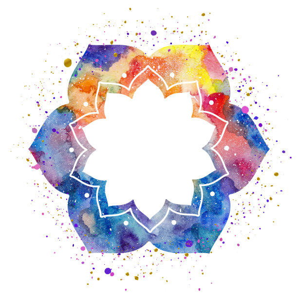水彩明亮的曼陀罗框架图片下载