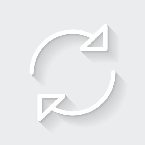 刷新。图标与空白背景上的长阴影-平面设计图片下载