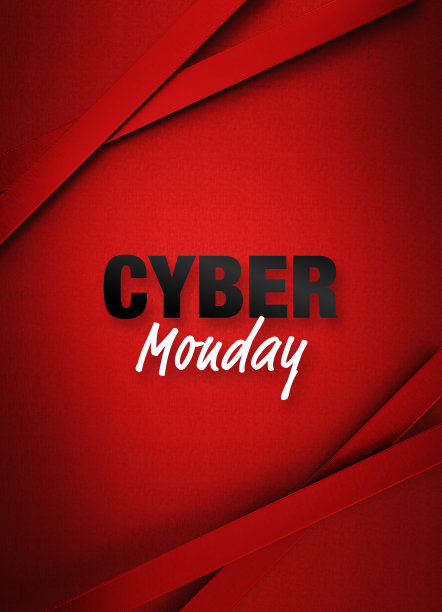 网络星期一文本和红色背景上的红丝带图片下载