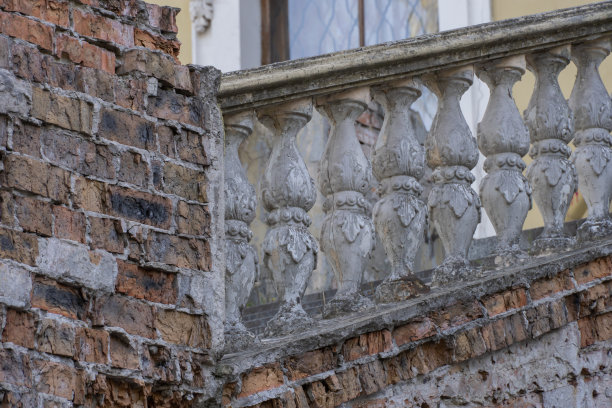 近景古代石栏杆。老式的经典栏杆。图片下载