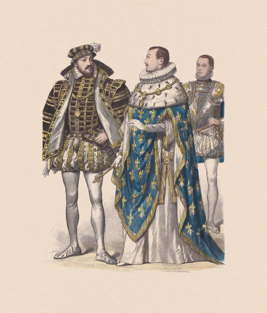 安东尼·德·波旁，查尔斯九世，弗朗西斯二世，手工着色木刻，大约1880年图片下载