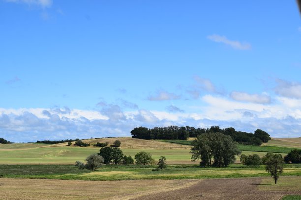 农田和收获的丘陵图片下载