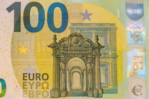 百欧元钞票的微距镜头图片下载