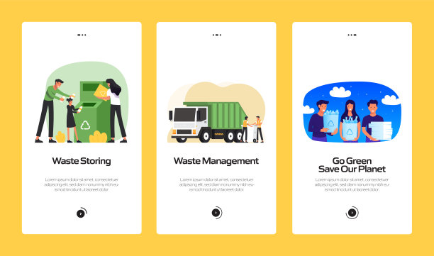 全球变暖概念上车移动应用程序页面屏幕与平面图标。UI设计模板矢量插图图片下载