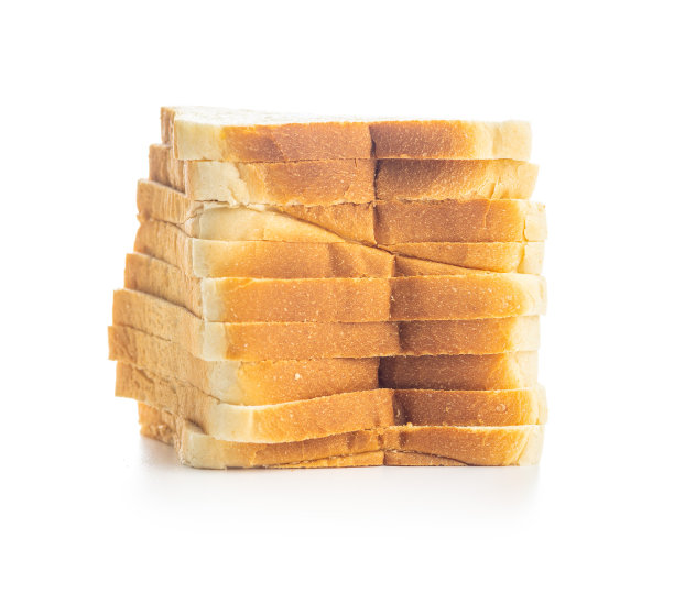 白面包片孤立在白色的背景上。图片下载