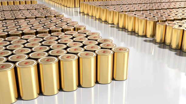 锂离子金4680电池组，高容量蓄电池模块，无表电池，量产高功率电池，可再生能源电动汽车，干电极，3d渲染图片下载