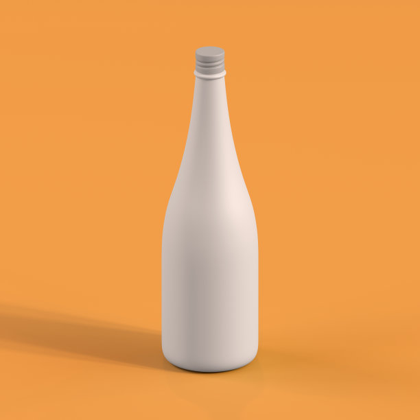 单色瓶在橙色背景，3d渲染图片下载