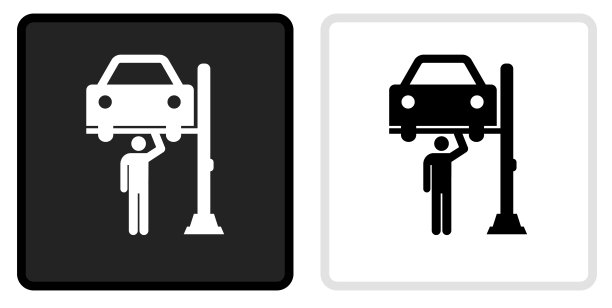 汽车技师图标上的黑色按钮与白色翻车图片下载