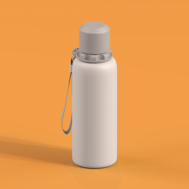 单色瓶在橙色背景，3d渲染图片下载