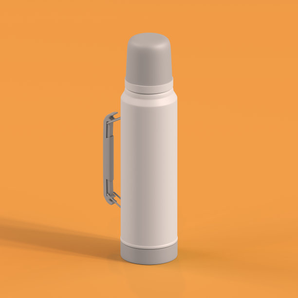 单色瓶在橙色背景，3d渲染图片下载