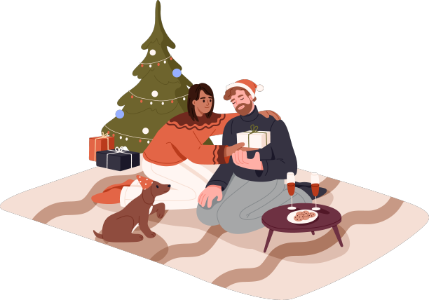 一对相爱的夫妇在家里庆祝圣诞节图片下载